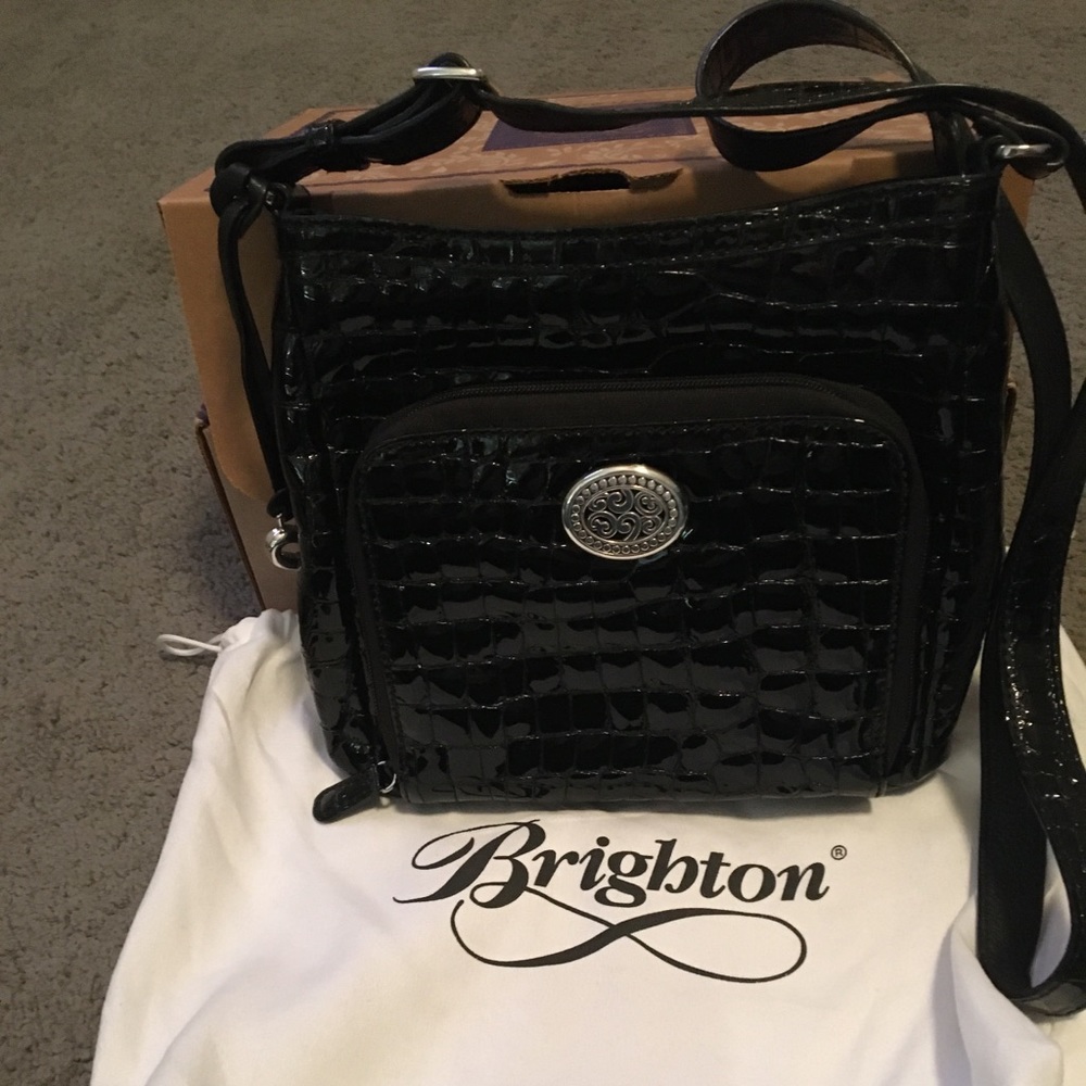 Crossbody purse black Patton leather print